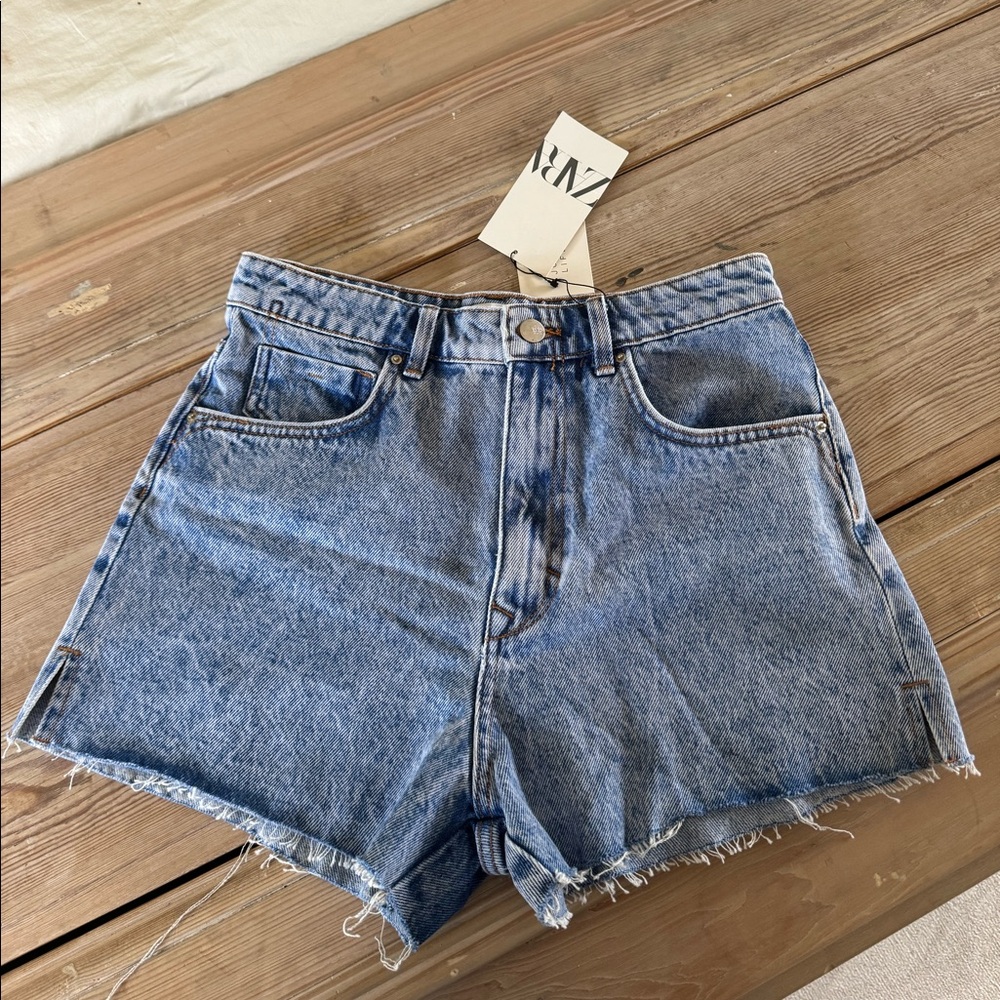 Zara high rise denim shorts